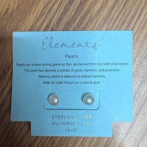 Element Sterling Silver Cultured Pearl Stud Earrings - Cream Pearls